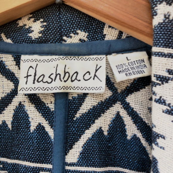 Flashback vintage southwestern aztec tribal print unlined cotton jacket, size L - Picture 5 of 12